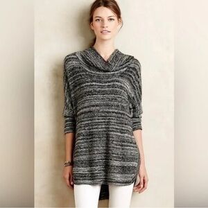 Anthropologie | Field Flower | Black & Gray Spacedye Cowl Neck Tunic Sweater